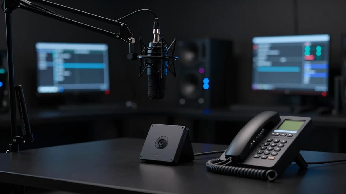 A desk phone beside a notepad in a quiet office